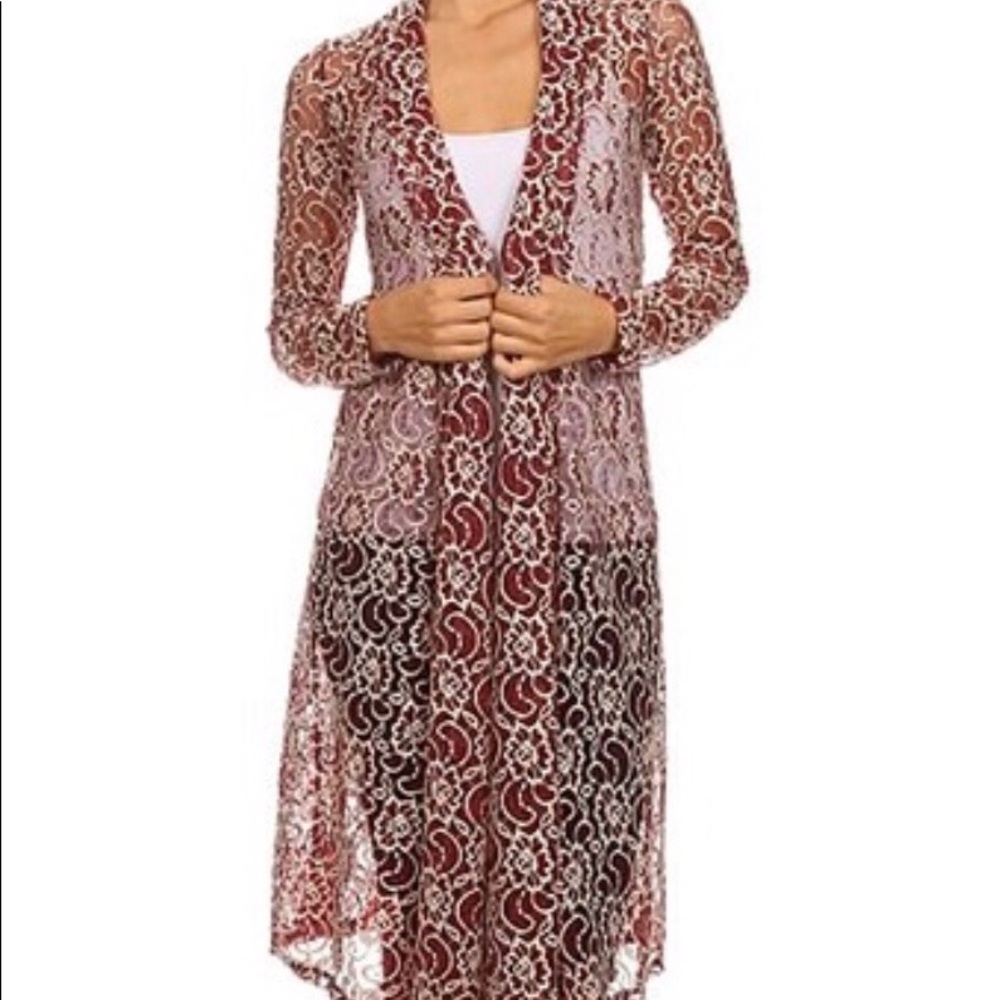 Floral Lace Duster burgundy/cream